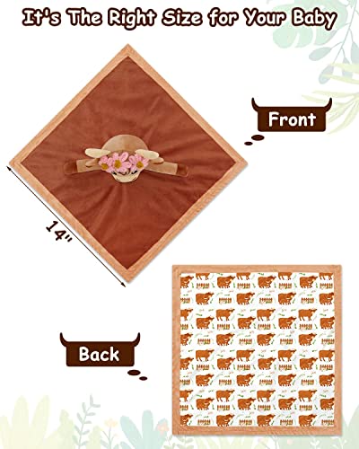 Floral Highland Cow Baby Animal Security Blanket Unisex Baby Snuggly Scotland Herd Animal Face Soft Bedding Plush Kids Baby Lovey Nursery Décor Gift Ideas #TOP2