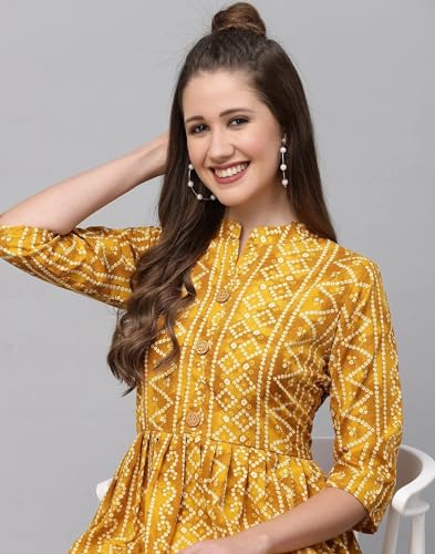 Image of Bollyclues Women's Crepe Bandhni Printed Peplum Top(BC-to)