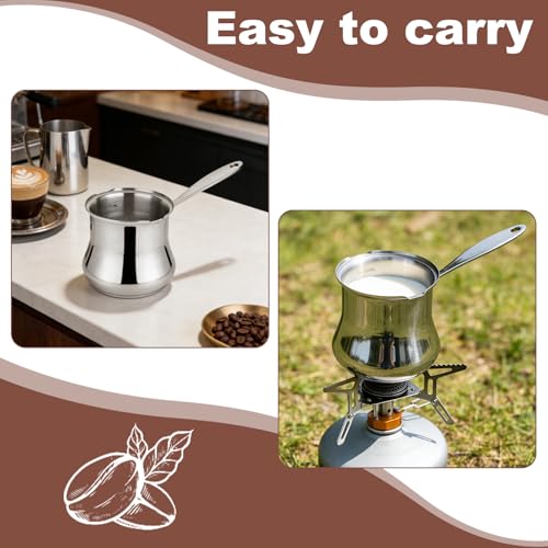 Türkische Kaffeekanne 500ml, Arabische Kaffee Pot Mokkakanne 18/10 Edelstahl, Griechische Kaffeekanne Türkische Griechisch Arabische Kaffeekannes, Türkischer Kaffeekocher für Milchbutter Honig
