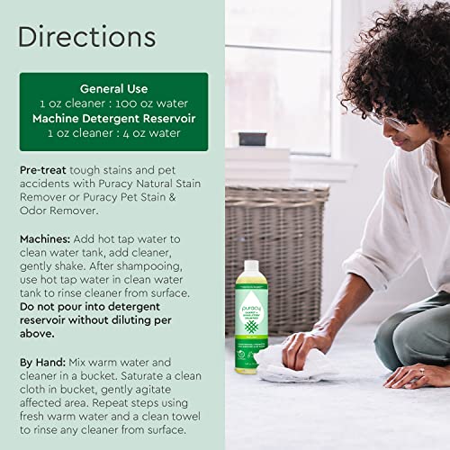 Puracy Professional Carpet Cleaner Machine Detergent, 4X Concentrated Upholstery Cleaner, Natural Carpet Shampoo, Pet Stain Remover & Deodorizer, Makes 20 Gallons Of Cleaning Solution, 25 Ounce #TOP2