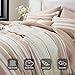 Bedsure Queen Comforter Set 7 Pieces, Light Camel Striped Bedding Set for All Seasons, Reversible, Cationic Dyeing Bed in a Bag with Comforter, Sheets, Pillowcases & Shams