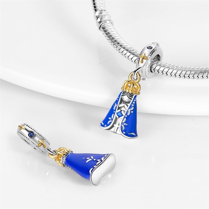 Miniatura 3 de Pandach Dijes colgantes de plata de ley 925 para pulseras y collares, dijes colgantes de Madonna con cuentas de girasol, joyería para mujer