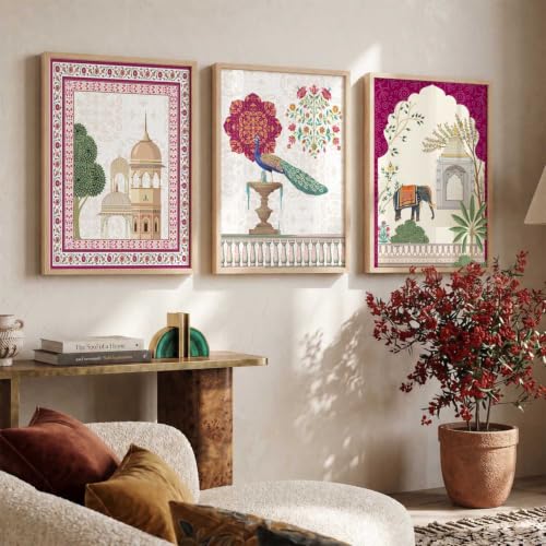 Image of kotart Indian Traditional Madhubani Wall Art Painting | Paintings with Frame Home Decoration For Living Room Bed Room Hotel Wall Decor Digital Reprint Set of 3 (10X13 inch)