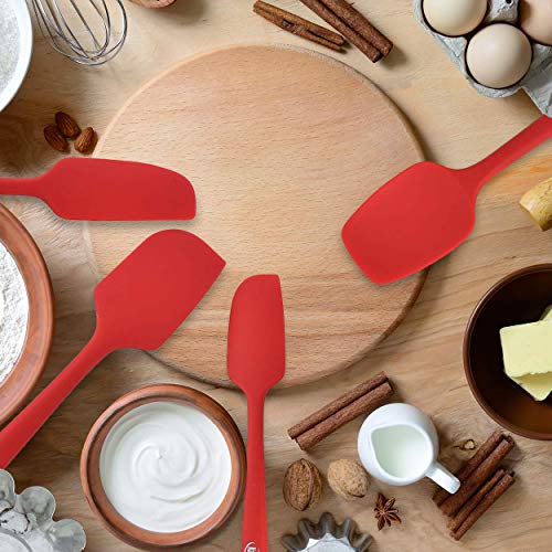 Kaluns Spatula, Silicone Spatula, 4 Rubber Spatulas and One Kitchen Tongs, Heat Resistant Spatula Set, Nonstick Seamless Design with Stainless Steel Core, Kitchen ToolS