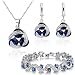 Blue Simulated Sapphire Zirconia Crystals Set Pendant Necklace 18" Earrings Bracelet 18 ct White Gold Plated