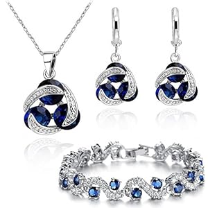 Crystalline Azuria Jewellery Sets For Women Wedding Bridal Jewellery Set With Bracelet Necklace And Earring For Bride Cubic Zirconia Bridesmaid Jewellery