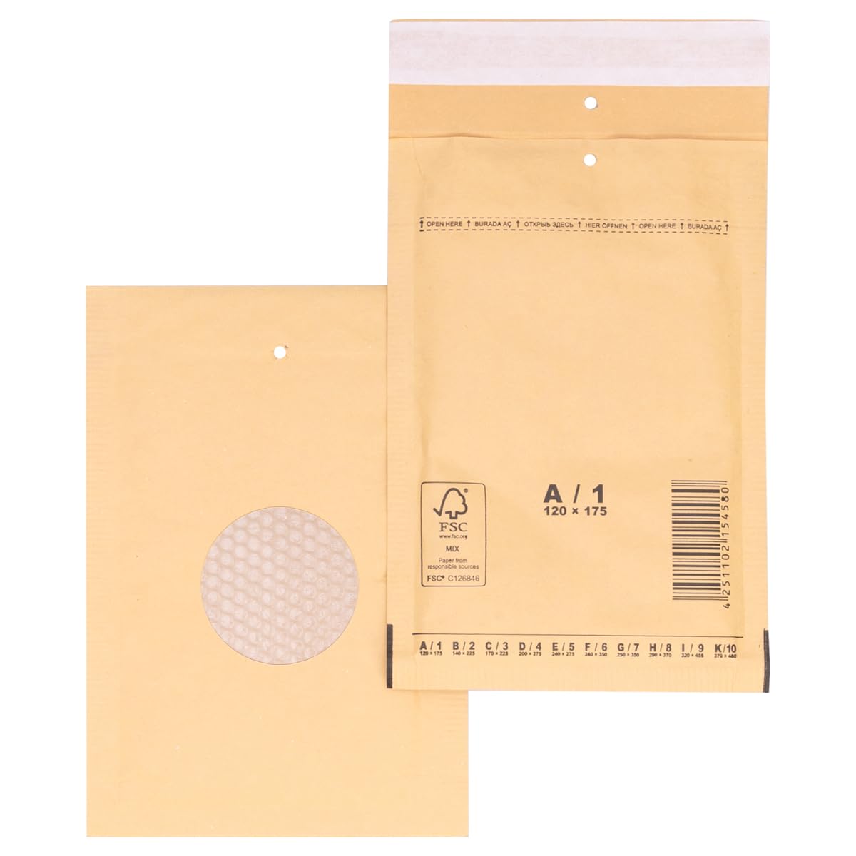 verpacking sobres acolchados 120 x 175 mm marrón A1 [tamaño y cantidad a elegir] autoadhesivo bolsas de envío con burbuja 1000 unidades