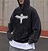 Dynict Unisex Y2K Aicd Wash Gothic Graphic Hoodies Oversize Grunge Skull Wing Print Sweatshirt Casual Fit Pullover (Black,Medium)
