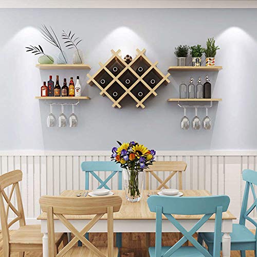 Soporte para botellas de vino montaje pared madera marrón miniatura 6