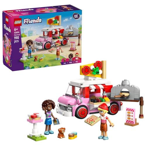 LEGO Friends Le Camion Pizza - Jouet de Construction - Set pour Jeu de Rôle avec 2 Mini-Poupées, Figurine de Chien & Accessoires Nourriture - Idée de Cadeau d'anniversaire pour Fille dès 6 Ans 42694