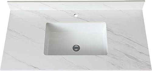 Vista 20 de Protector lateral para lavabo de baño de 21.3" x 4", tamaño universal para encimera de lavabo de baño, protector lateral de piedra sinterizada