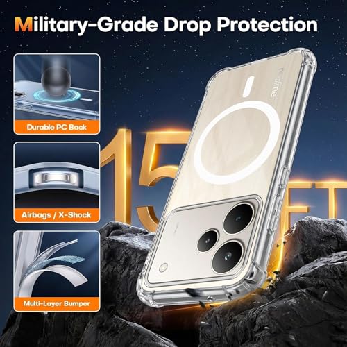 Image of Jkobi Shockproof Crystal-Clear Back Cover for Realme P4 (Magsafe Wireless Support | Drop & Camera Protection | Hard Polycarbonate)