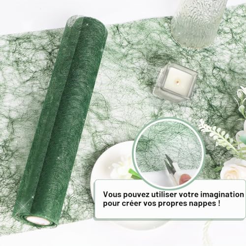 Chemin de Table Vert SWAWIS non-tissé indéchirable pour ne plus gâcher vos décorations de mariage - 4