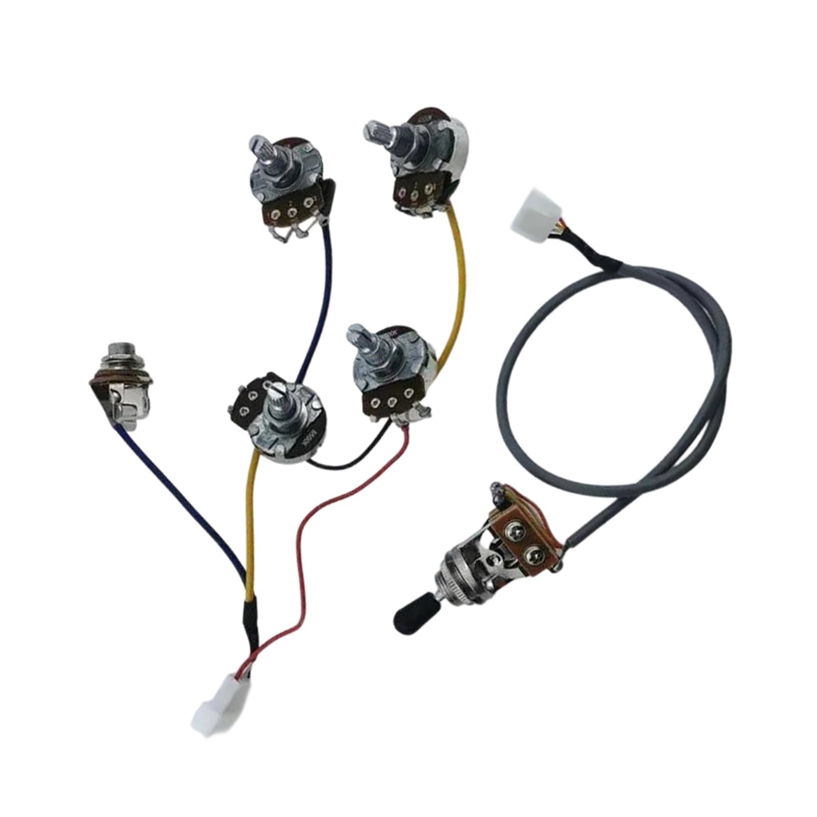Profesjonalny Uprząż Gitarowy Zestaw Wiązki Przewodów Przetwornika Gitary Elektrycznej Zawiera 1 Selektor 4 Potencjometry I Elementy Elektroniczne(Silver bk hat)