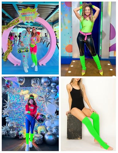 Image of v28 Women's Neon Knit Leg Warmer for 80s Party Dance Sports Yoga