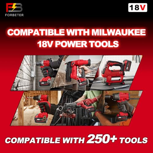 FORBETER 2 Pack 18 Volt 5.0Ah Lithium Battery Replacement for Milwaukee M18 Battery and Charger Combo, Compatible with Milwaukee M18 Cordless Power Tools 18V 48-11-1840 48-11-1850 48-11-1860 by FORBETER - Used condition - Image 6
