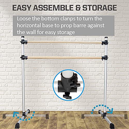 Umeken Wood Ballet Barre 4 Foot Portable Barre Bar Home Adjustable Double Freestanding Ballet Stretch Dance Bar For Kids Adult, With Carry Bag #TOP4