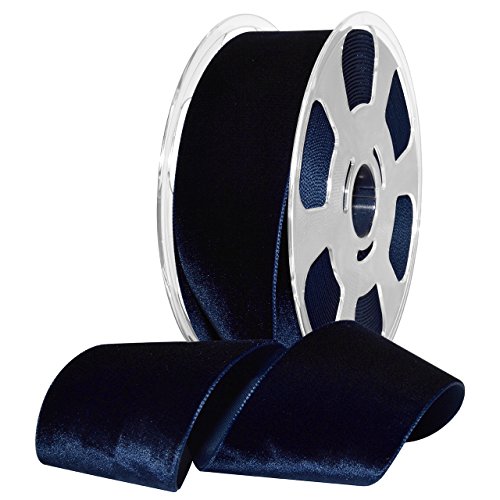 Morex Ribbon Nylvalour Velvet Ribbon Nylon 2 inches by 11 Yards Navy Item 01250/10-419 2 by 11 yd