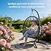 Hängesessel Mit Gestell Outdoor Bis 150 kg, Rattan Hängesessel Mit Metallgestell, Wetterfest PE-Rattan Hängesitz Mit Polster & Schutzabdeckung, Ideal Für Garten, Terrasse, Balkon, Wohnzimmer – Grau
