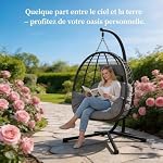 Fauteuil Oeuf Suspendu avec Support, Structure Acier Robuste, Rotin Synthétique PE résistant aux intempéries, Coussin Épais, Charge 150kg, pour Intérieur Extérieur Jardin Terrasse