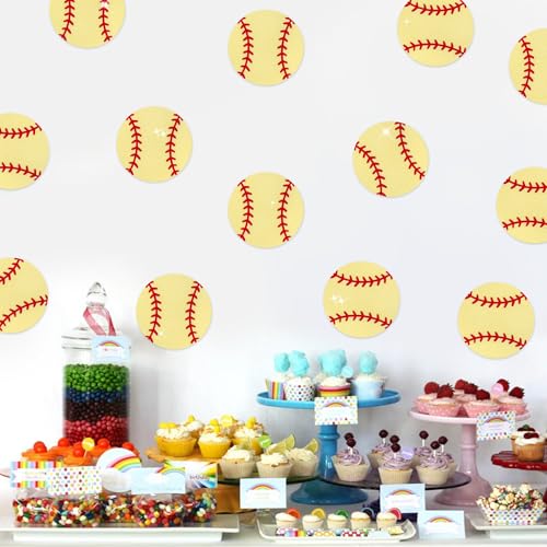 Image of Glitter Softball Cutouts- 100Pcs Sport Ball Cut Outs Bulletin Board Softball Shape DIY Paper Cuts Party Decorations for Sports Theme Party Baby Shower Birthday Classroom Game Day Wall Decor Supplies