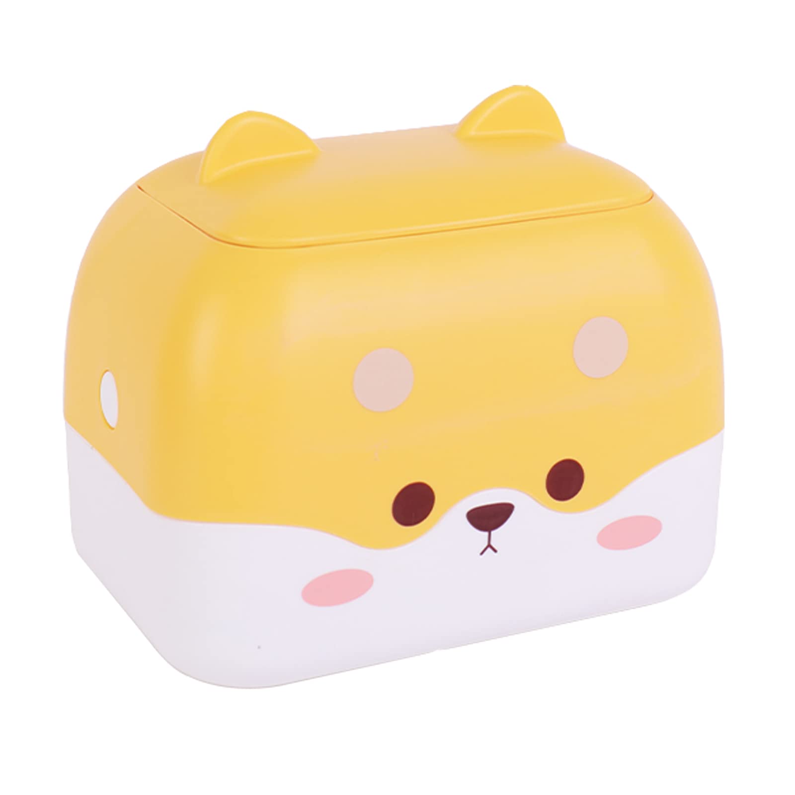 Cute Pet Mini Chis Desktop Trash Can Double Press Small Trash Can with Lid Suitable for Bathroom Living