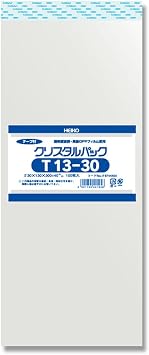 HEIKO T13-30 Transparent OPP Bags, Crystal Pack with Tape, 5.1 x 11.8 inches 13 x 30 cm, 100 Sheets