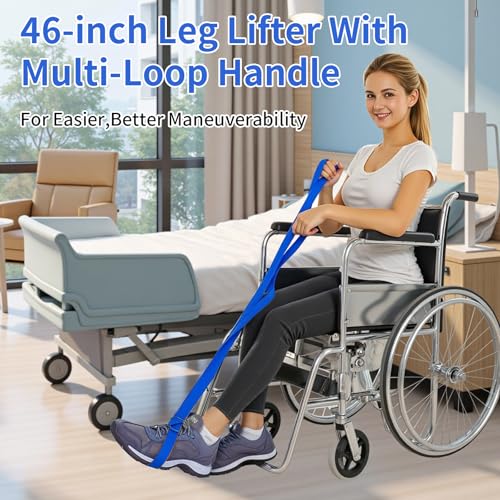 2 pack 46 inch leg lifter for after hip amp knee surgery perfect for elderly post hipknee surgery multi-loop strap leg lifters getting legs in and out of bed car couch wheelchair