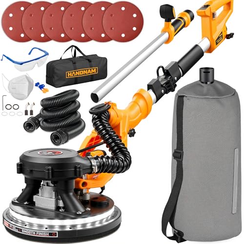 Electric Drywall Sander, 950W Drywall Power Sander with Vacuum Dust Collector, Variable Speed 800-2100RPM, LED Light, Dustless Wall Sander for Drywall, Popcorn Ceiling, Corner etc