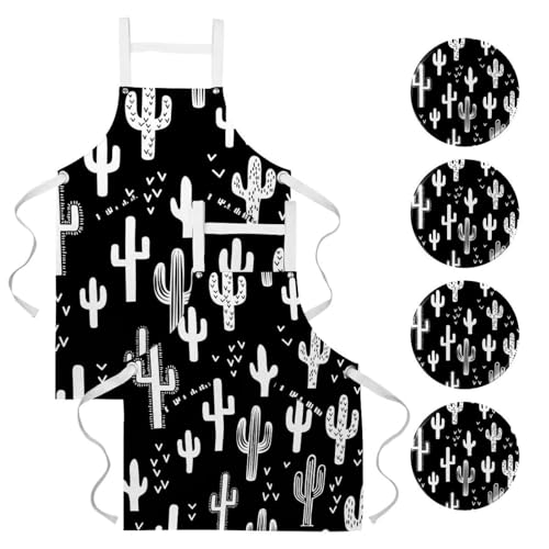Lot de 2 tabliers de cuisine motif cactus pour pâtisserie et maison