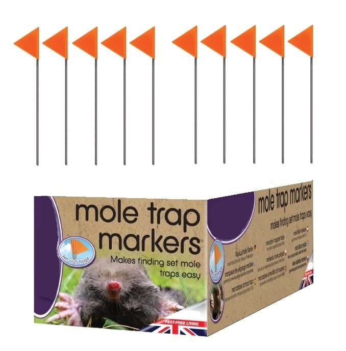 Shop4allsorts 10 Mole Trap Flag Markers Hi Visibility Easy Find Lawn Markers UV Resistant 30cm