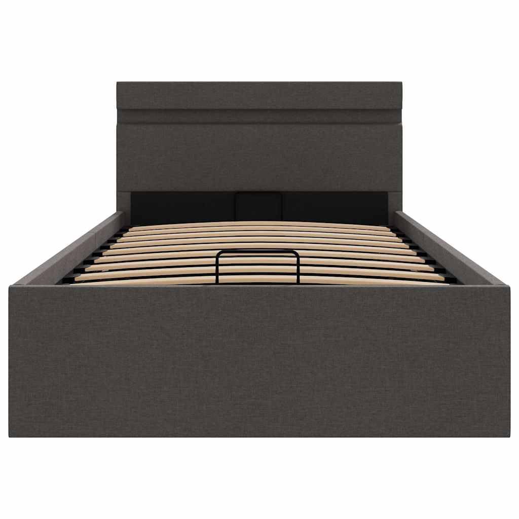 vidaXL Stauraumbett Hydraulisch mit LED Polsterbett Einzelbett Bett Schlafzimmerbett Stoffbett Bettrahmen Bettgestell Stauraum Dunkelgrau 100x200cm