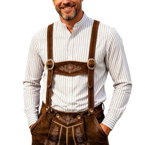 Chemise Oktoberfest homme blanche ajustée manches longues pour festival