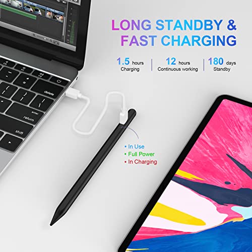 Image of Stylus Pen for iPad 2018-2023 with Palm Rejection, Active Pencil for iPad 10th /9th /8th /7th /6th Generation, for iPad Pro 11 /12.9 inch, for iPad Air 5th /4th /3th Gen, for iPad Mini 6th /5th Gen (Black)