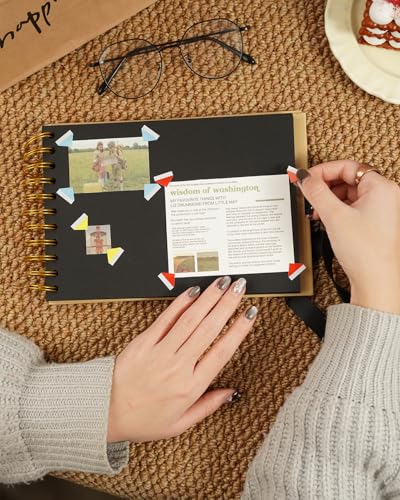 Álbum de Scrapbooking de 30 páginas, 5,83 × 8,27 pulgadas, papel kraft, tapa dura con encuadernación en espiral y cierre con cinta, ideal para scrapbooking DIY, libros de recuerdos y proyectos artísticos (marrón) miniatura 7