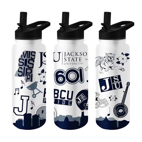 Image of Logo Brands NCAA Native 34 oz Quencher Water Bottle - | Local Icons Design | Double-Wall Insulated| Leak-Proof Lid & Built-In Straw