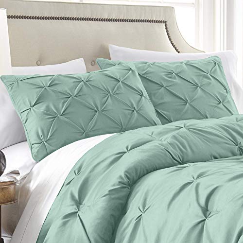 Conjunto de edredom de 3 peças da coleção Chezmoi Berlim com pregas (Full, Seafoam Green)