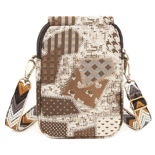 Image of SILKAREA Embroidered Cute Mini Crossbody Bag for Women Small Handbags Wristlet Wallet Bag Cell-phone Pouch Coin Purse