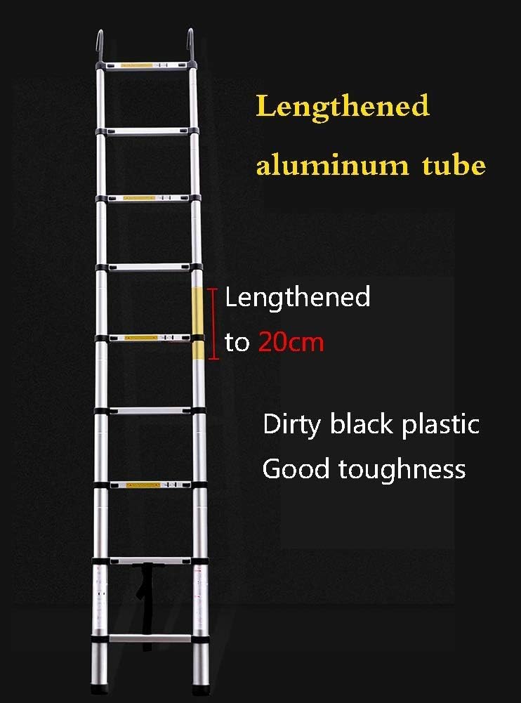Aluminum Step Ladder 2M-6M Telescoping Extension Ladder with Hook Heavy Duty Portable Telescopic Ladder for Climb Home Builders Attic Loft (2m/6.5ft)