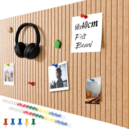 Tablero de Fieltro 60 x 40 cm – Panel Autoadhesivo Tipo Corcho, Plegable Para Fotos, Notas y Vision Board – Ideal Para Oficina, Escuela y Hogar