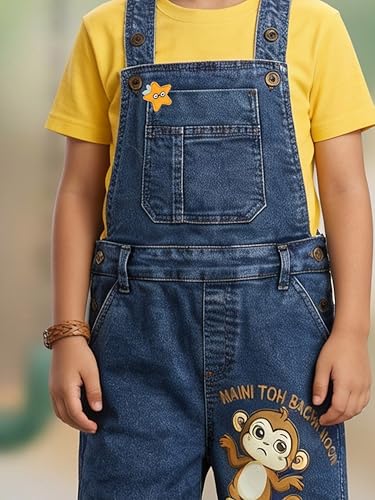 Image of KiddoPanti Boys Denim Dungaree Shorts