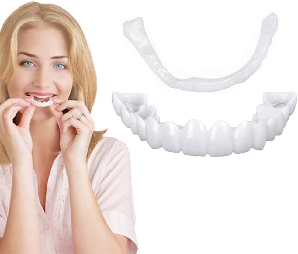Dentures Fake Smile Teeth Moldable Customizable Temporary Top Teeth for Snap On Instant & Confidence Smile