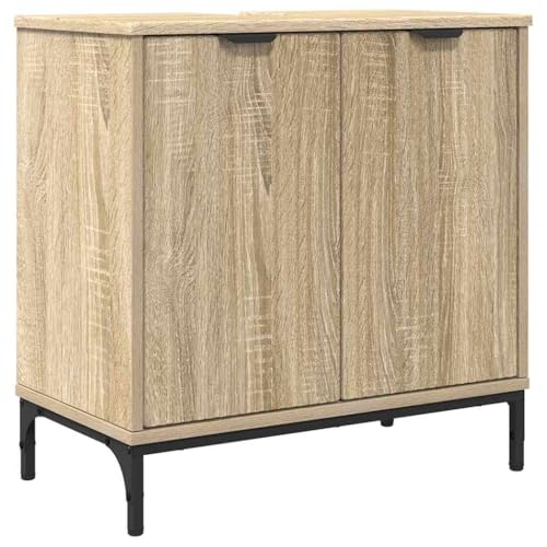 Tocadores de baño marrones y armarios de almacenamiento de madera Roble Sonoma 6