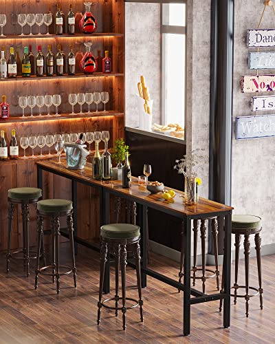 Teraves Bar Table With Solid Metal Frame,Counter Height Dining Table Kitchen Bar Table For Dining Room,Living Room (39.37", Teak) #TOP1