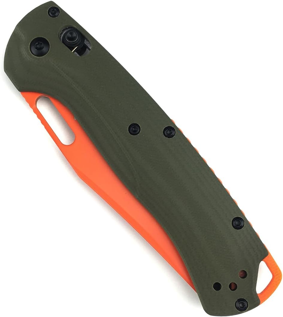 HUAAO Manual Open Folding Knife with 3.31’’ Orange D2 Blade Green G10 Handle, EDC Pocket Knife with Clip for Camping Hunting