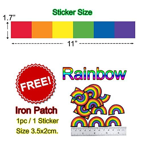 Lgbt Pride Rainbow Flag Sticker & Iron Patch - Vertical Stripes Vibrant Colors Rainbow Design - Multisurface Decal For Cars Lockers And Personal Items With Smooth Surface - 1.7 X 11 Inches #TOP1