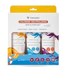TRIHARD Kids Chlorine Hair and Body Protection Essentials for Swimmers | 3-in-1 Shampoo, Conditioner, Body Wash for Childrens Sensitive Skin & Hair Pre and Post Pool or Ocean