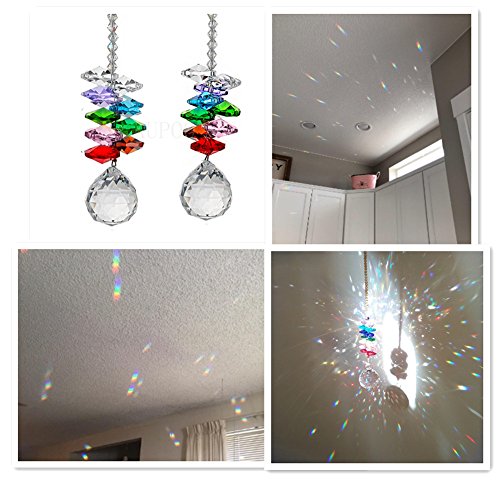 KUPOO Glass Crystal Ball Prism Rainbow Maker Chakra Hanging Suncatcher Window Sun Cacther for Gift Pack of 2??Rainbow Suncatcher (Glass Crystal Ball) - Thumbnail 3