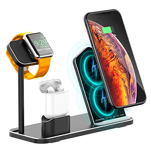 Kabelloser Ladeständer, 3In1-Ladehalter Aus Aluminium, Kompatibel Mit iPhone XR/XS Max/X / 8Plus / Samsung Galaxy S9 Und Apple Watch Series 4/3/2/1 /