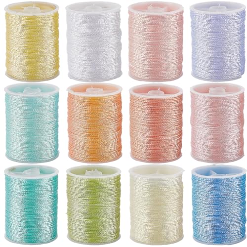 12 rollos multicolor hilo metálico 0.5mm 240m bordado miniatura 6